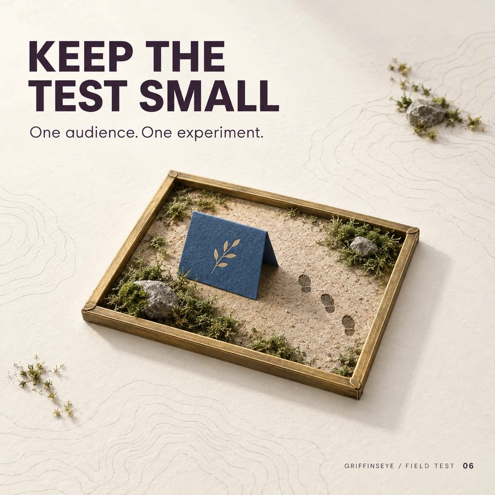 Keep the test small: one audience, one experiment